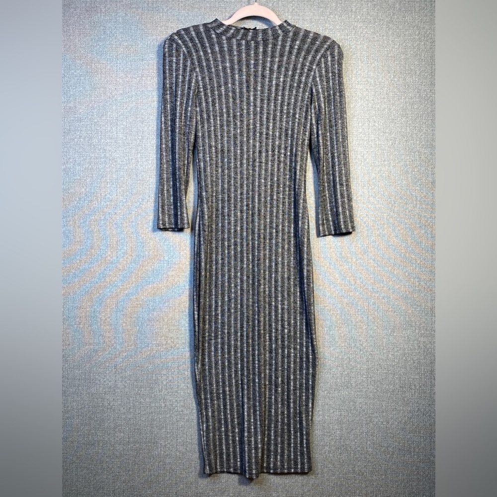 Charlotte Russe Small Women’s Charcoal Gray Ribbed Bodycon 3/4 Sleeve Dress